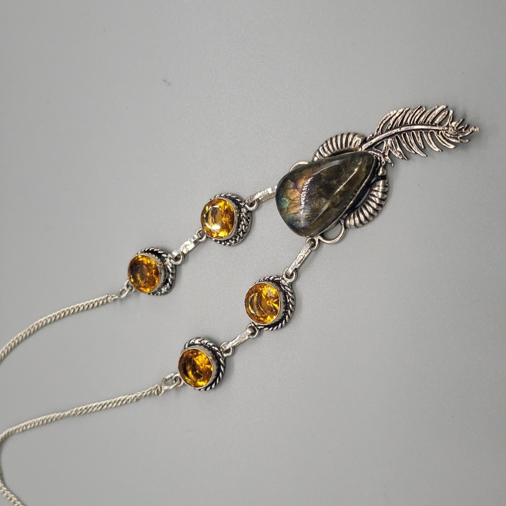 Gorgeous Labradorite Feather Necklace